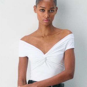 Aritzia White Contour Twist Off-Shoulder